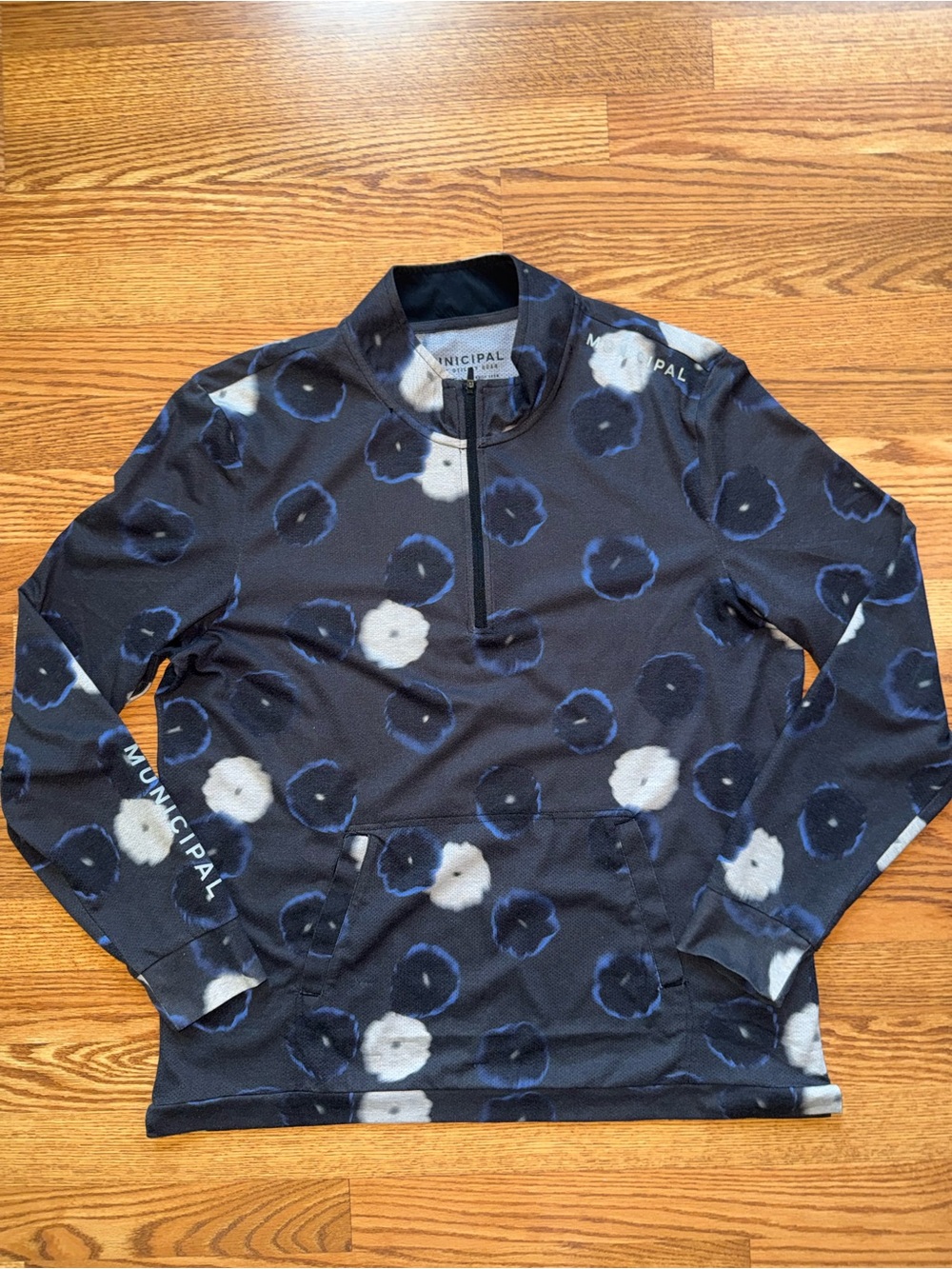 Municipal Navy Floral Half-Zip Pullover Large Golf